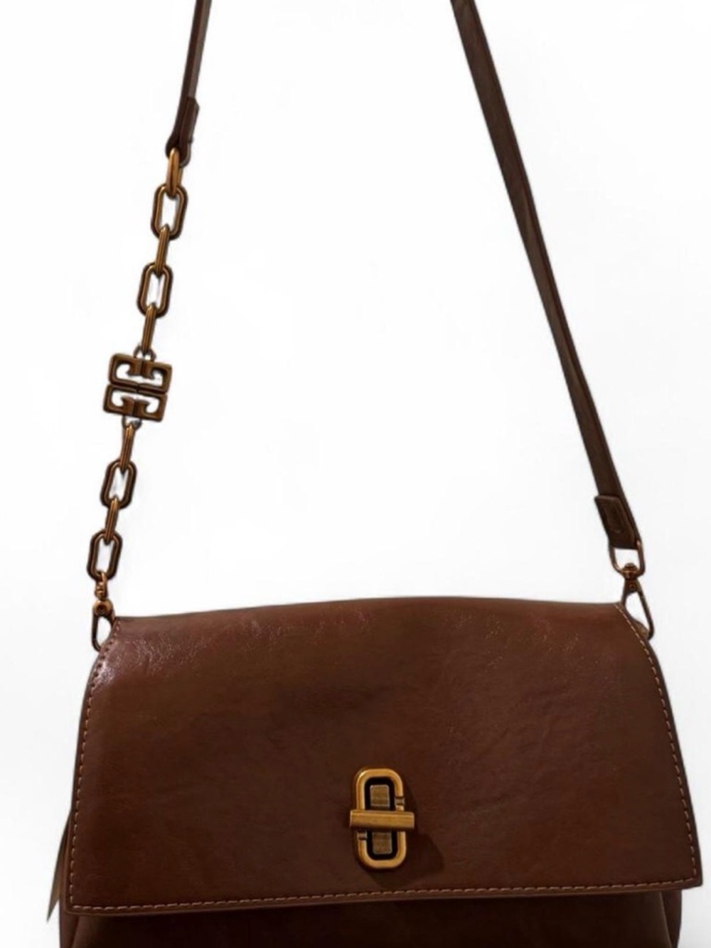 Brown Shoulder Bag in Faux Leather